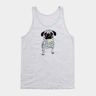 Cute Pug Word Cloud for Pug Lovers Tank Top